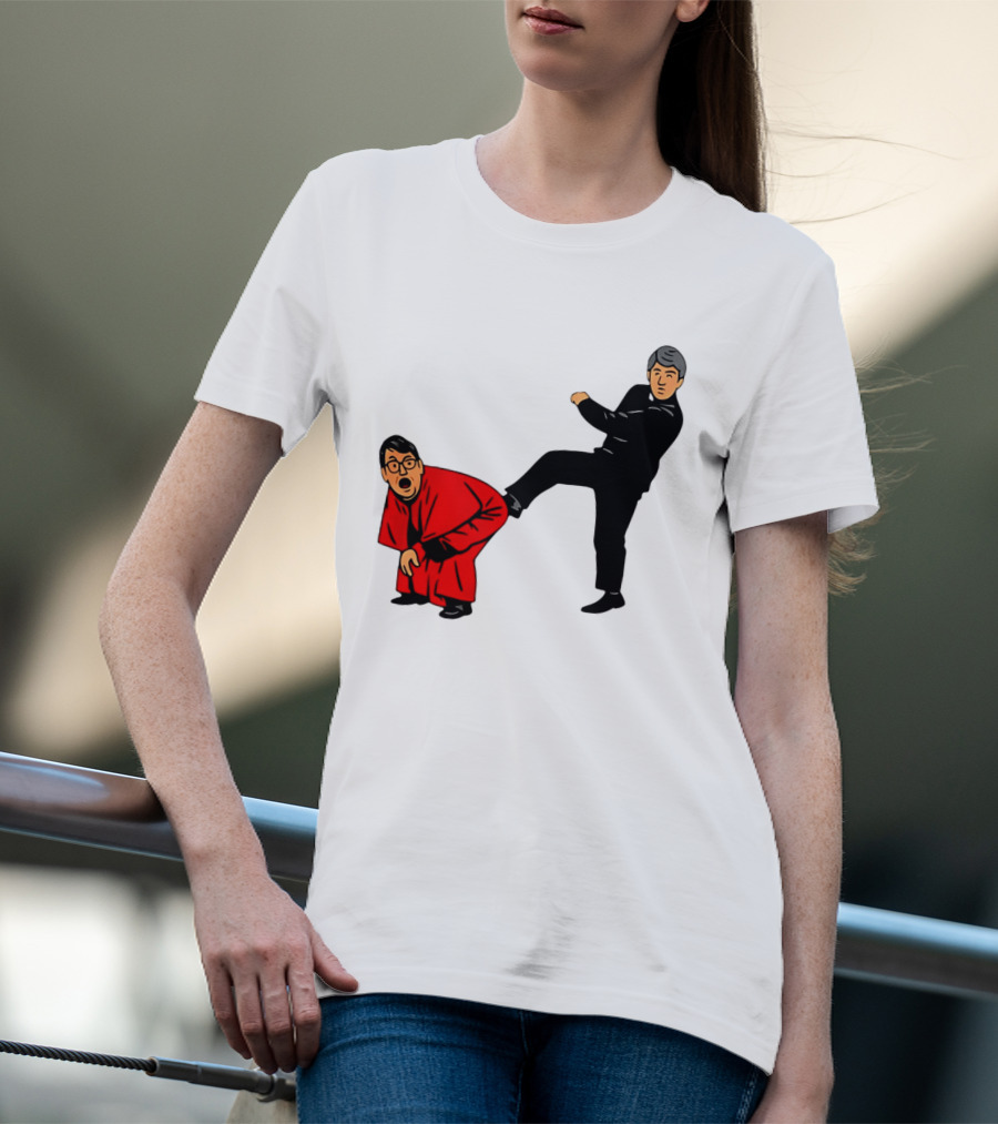 Kicking Random Man Up The Arse Funny Comic Scene T-Shirt