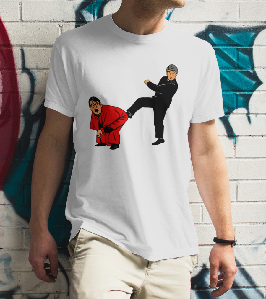 Kicking Random Man Up The Arse Funny Comic Scene T-Shirt
