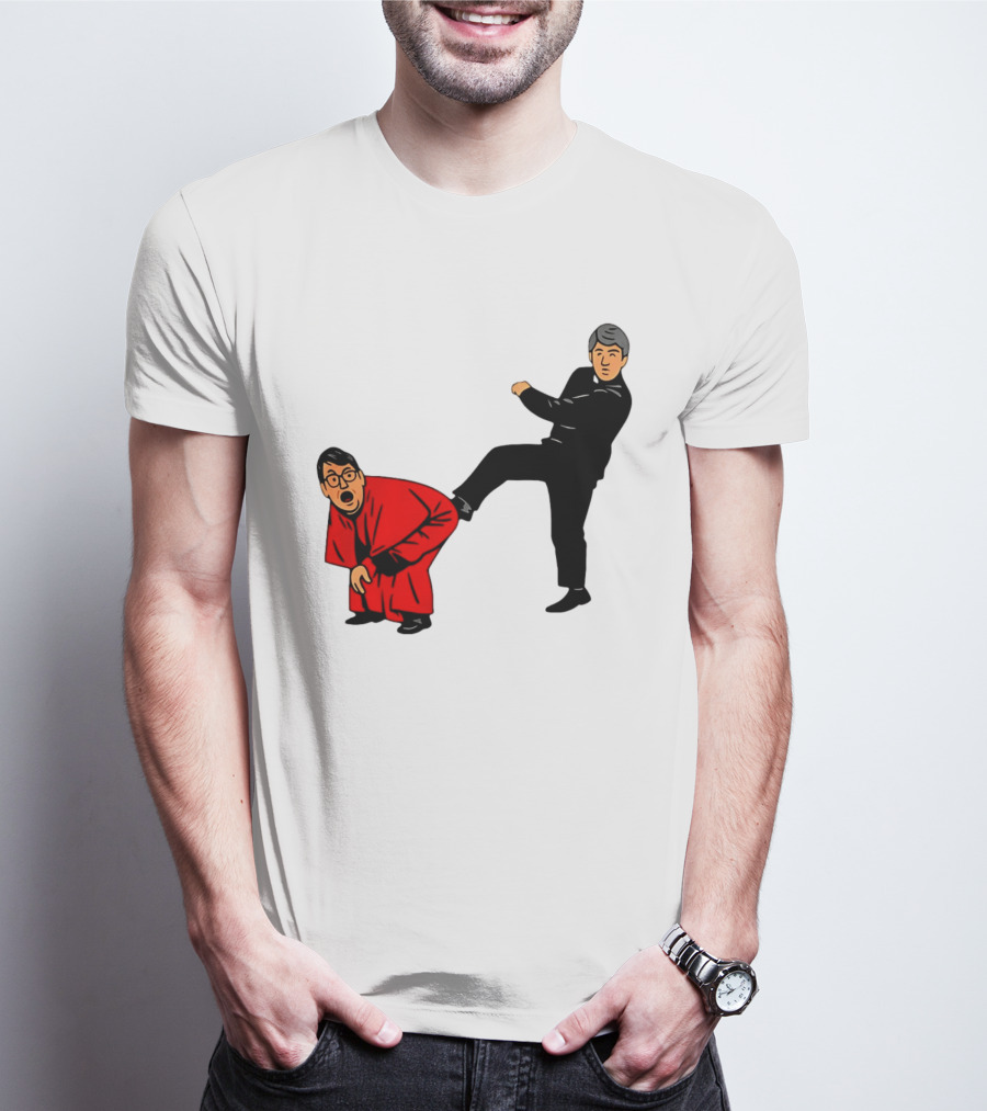 Kicking Random Man Up The Arse Funny Comic Scene T-Shirt