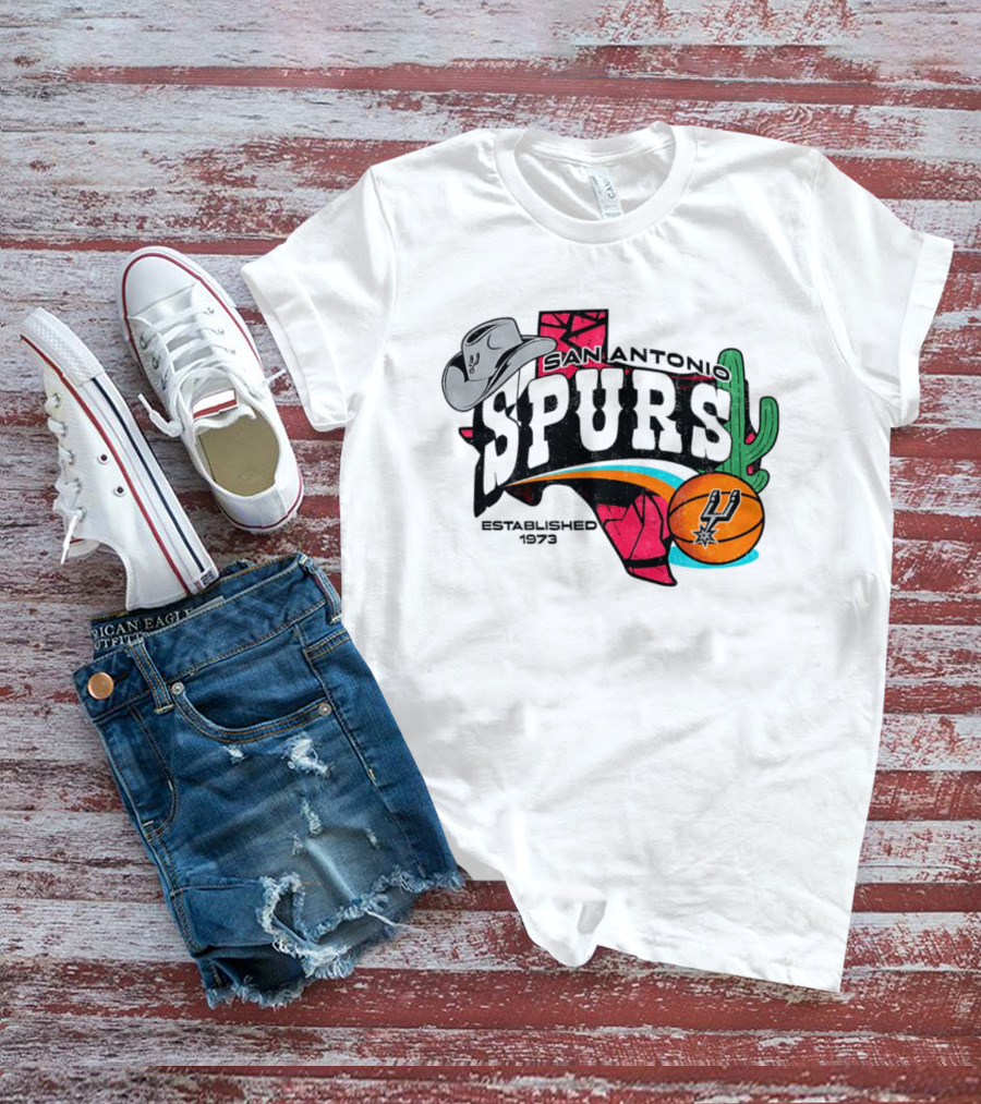 San Antonio Spurs 1973 Cactus Texas Basketball Cowboy Hat T-Shirt