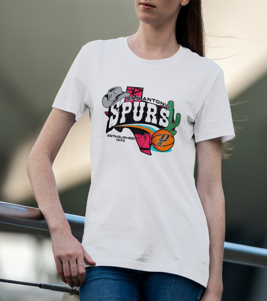 San Antonio Spurs 1973 Cactus Texas Basketball Cowboy Hat T-Shirt