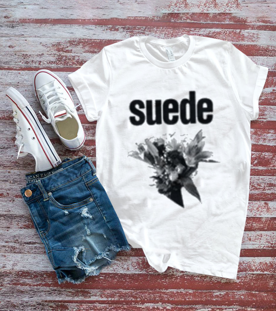Suede Disintegrate Black And White Floral Explosion T-Shirt