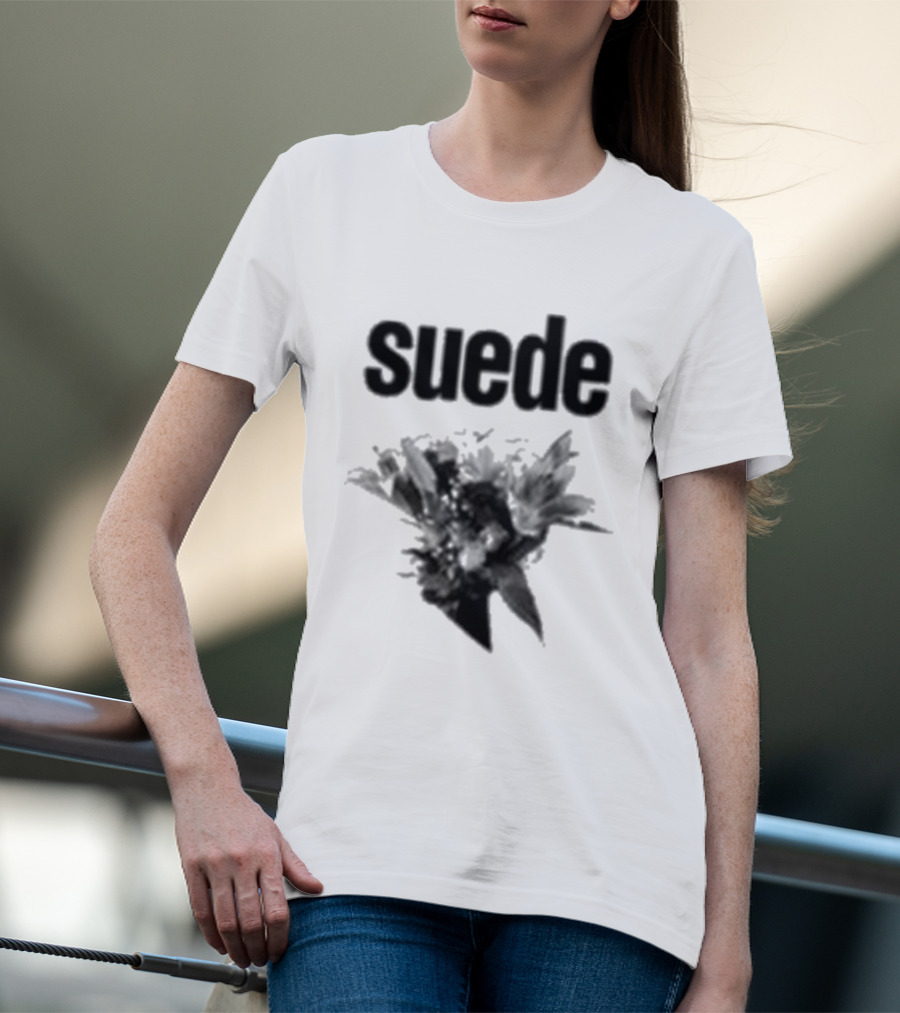 Suede Disintegrate Black And White Floral Explosion T-Shirt