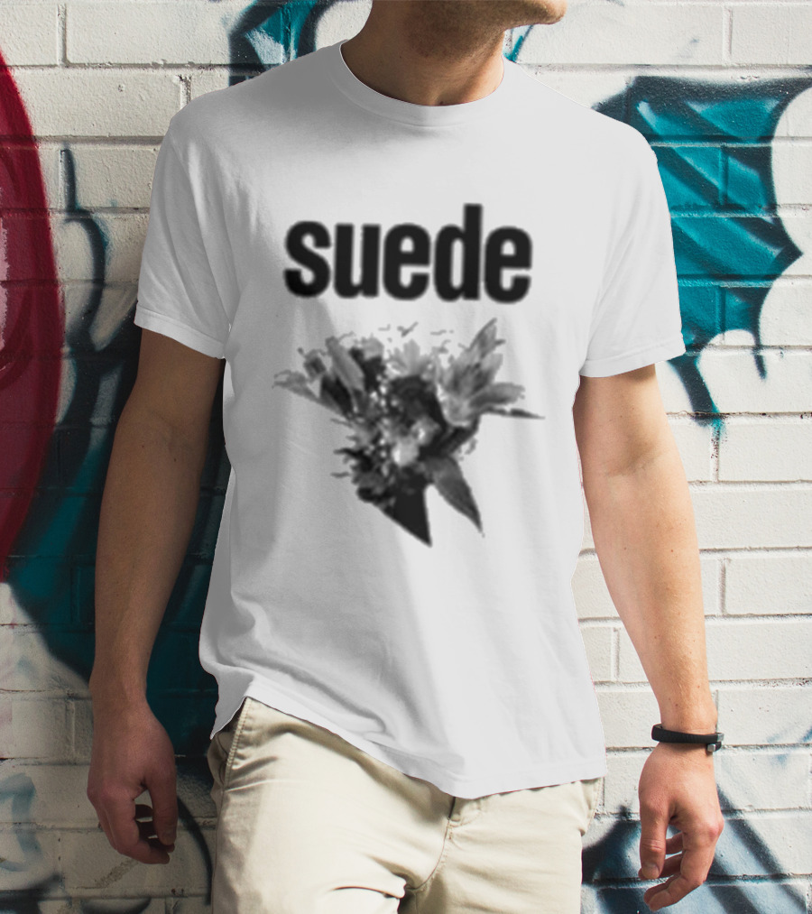 Suede Disintegrate Black And White Floral Explosion T-Shirt