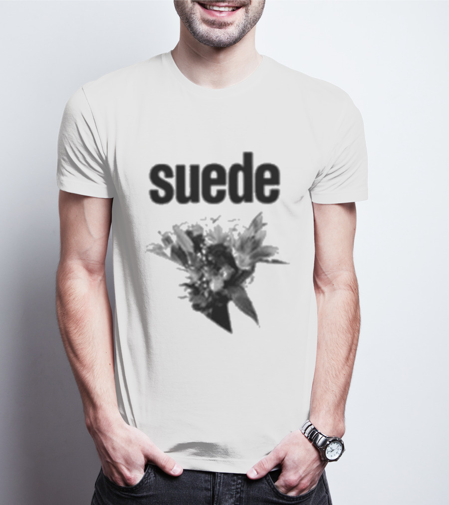 Suede Disintegrate Black And White Floral Explosion T-Shirt