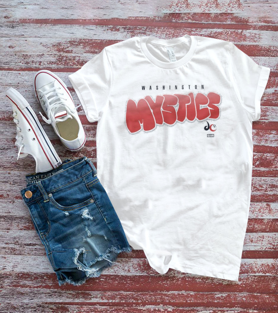 Washington Mystics Bubble Script Crop Mystics Basketball T-Shirt