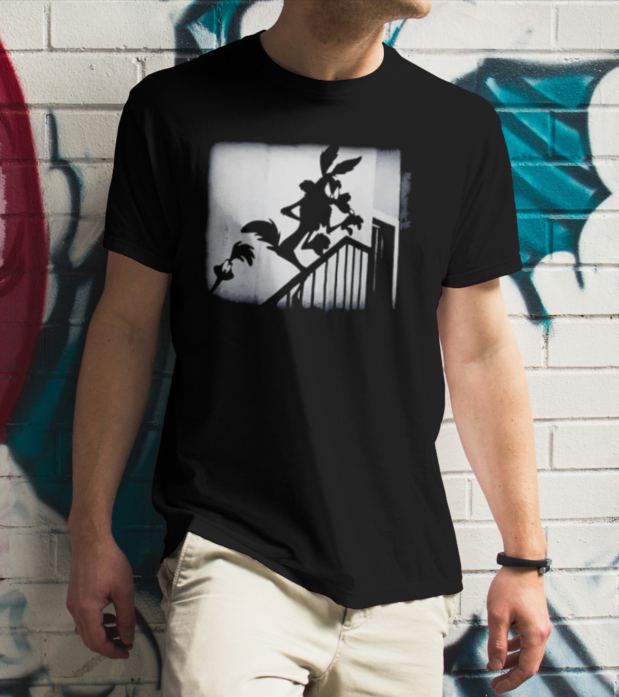 Wilesferatu Wile E. Coyote Road Runner Looney Tunes Silhouette Stairs T-Shirt