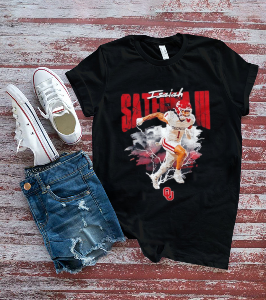 Oklahoma Sooners Isaiah Sategna III Lightning Burst Action T-Shirt