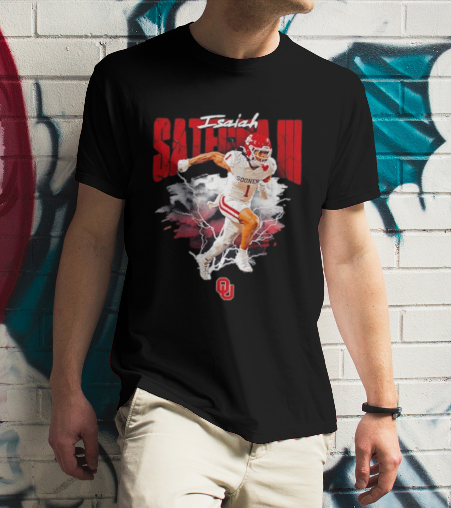 Oklahoma Sooners Isaiah Sategna III Lightning Burst Action T-Shirt