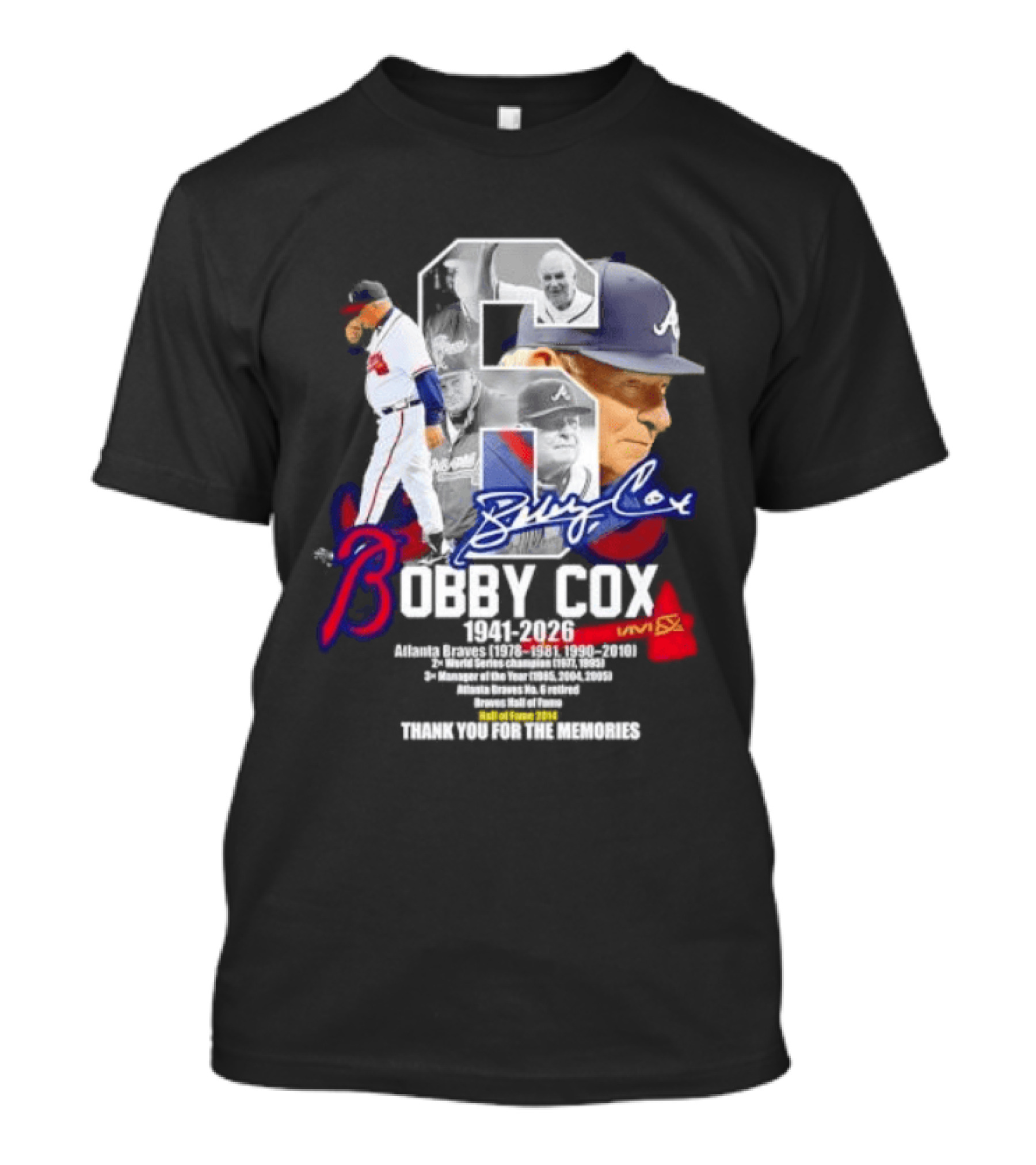 Bobby Cox Atlanta Braves Manager 1941 2026 Thank You For The Memories T-Shirt