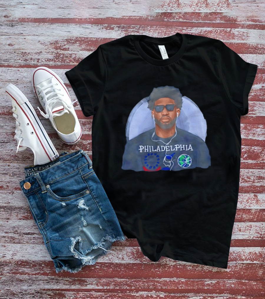 Philadelphia 76ers Joel Embiid Wearing Glasses NBA Basketball 2026 T-Shirt