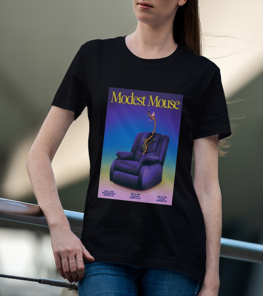 Modest Mouse Tour May 2026 Recliner And Tree Bozeman MT The Elm T-Shirt