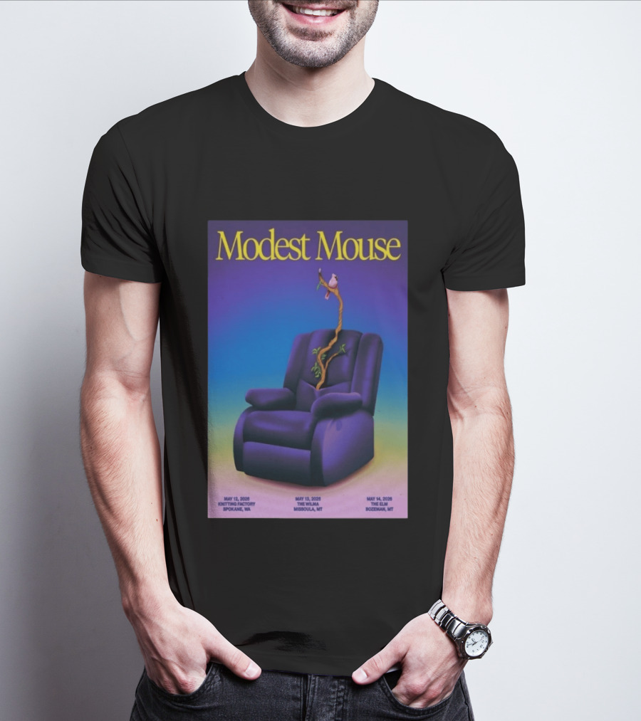 Modest Mouse Tour May 2026 Recliner And Tree Bozeman MT The Elm T-Shirt