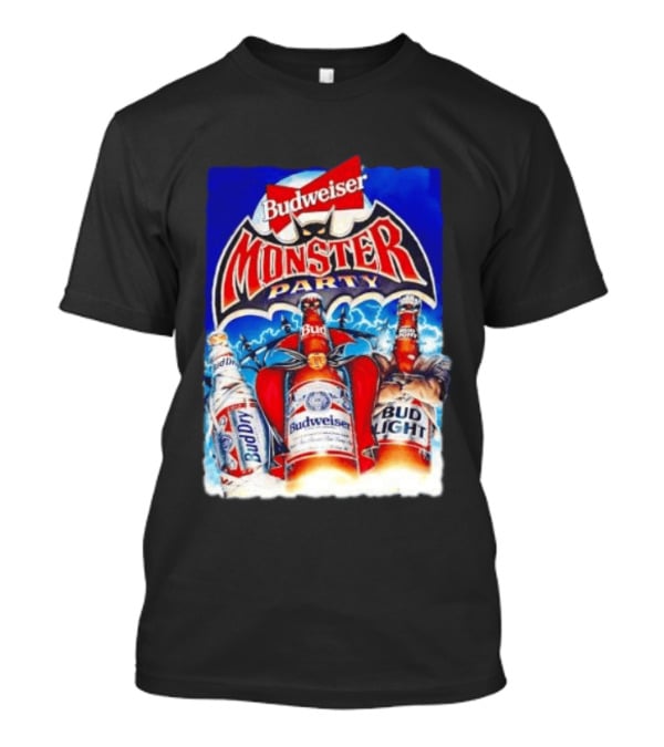 Budweiser Monster Party Bud Dry Bud Light Bottles Halloween Celebration T-Shirt