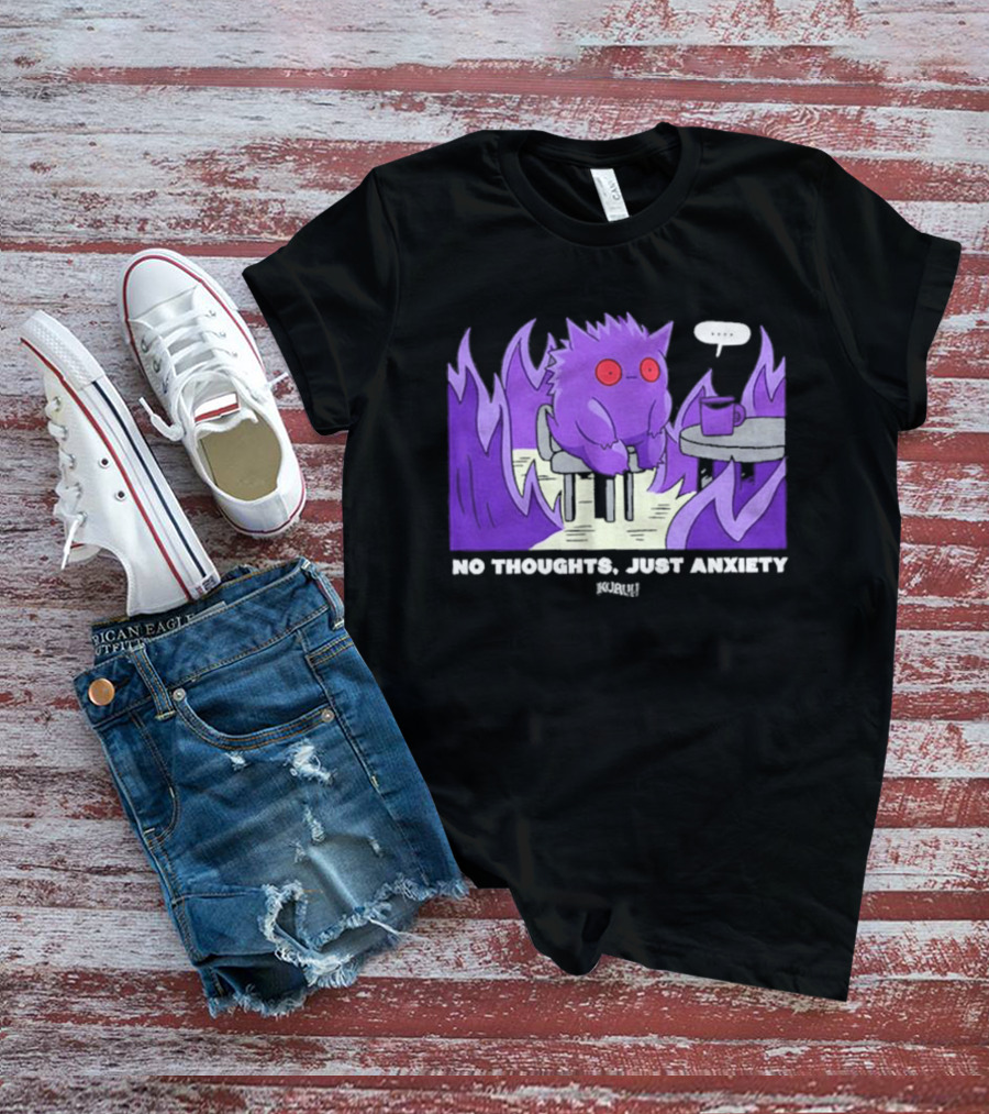 Pokemon Gengar No Thoughts Just Anxiety Purple Flame T-Shirt