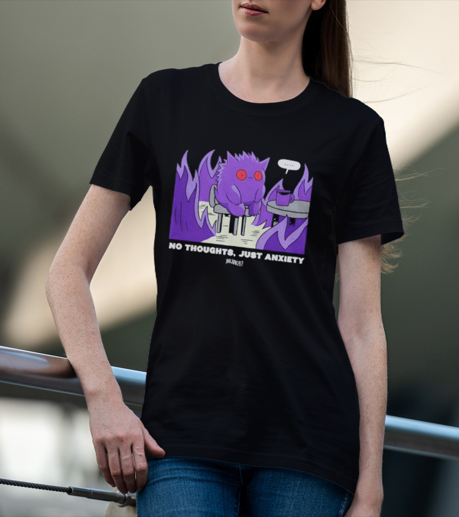 Pokemon Gengar No Thoughts Just Anxiety Purple Flame T-Shirt