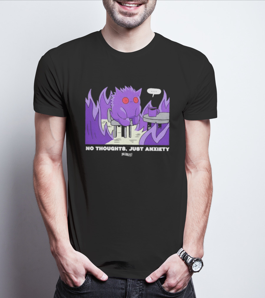 Pokemon Gengar No Thoughts Just Anxiety Purple Flame T-Shirt