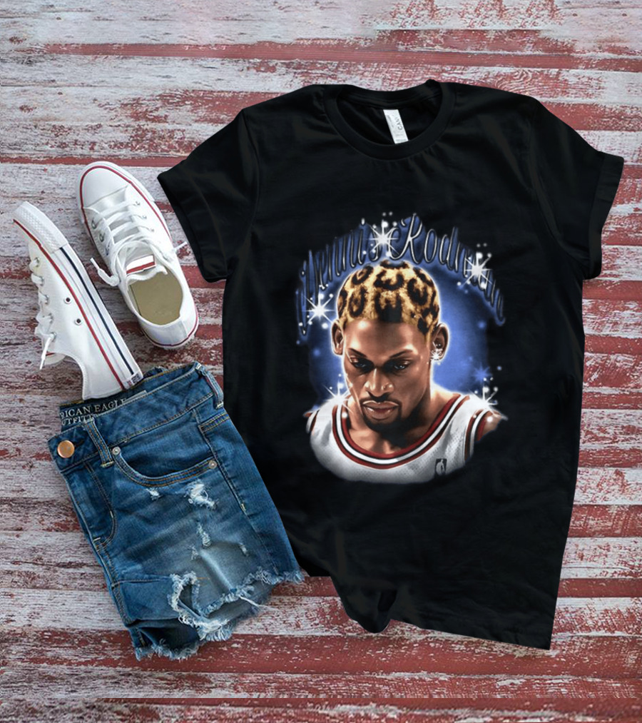 Dennis Rodman Chicago Bulls NBA Number 91 Twinkle Classic Leopard Hair T-Shirt