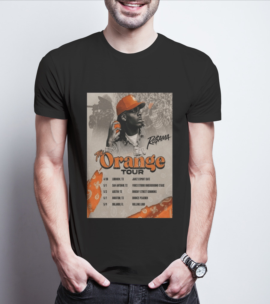 RoSama The Orange Tour 2026 Houston Concert The Bronze Peacock May 7 T-Shirt