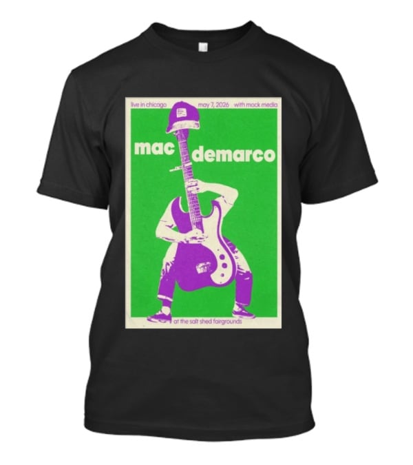 Mac Demarco Live In Chicago May 7 2026 At The Salt Shed Fairgrounds With Mock Media T-Shirt