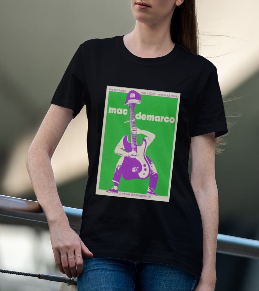 Mac Demarco Live In Chicago May 7 2026 At The Salt Shed Fairgrounds With Mock Media T-Shirt