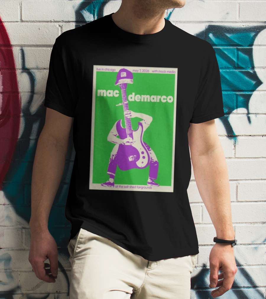 Mac Demarco Live In Chicago May 7 2026 At The Salt Shed Fairgrounds With Mock Media T-Shirt
