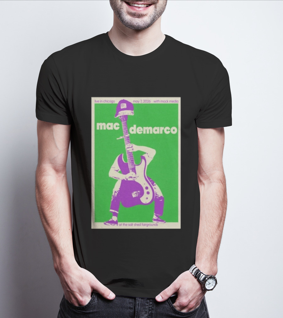 Mac Demarco Live In Chicago May 7 2026 At The Salt Shed Fairgrounds With Mock Media T-Shirt