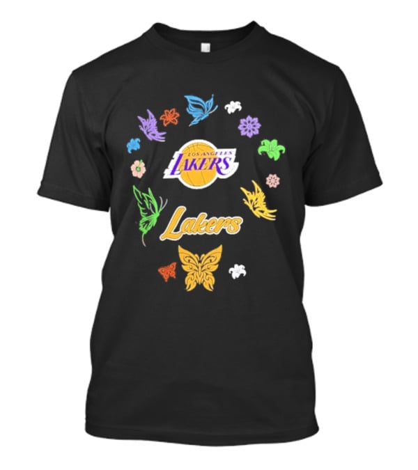 Los Angeles Lakers Carl Banks Spring Bloom Butterfly Lakers T-Shirt