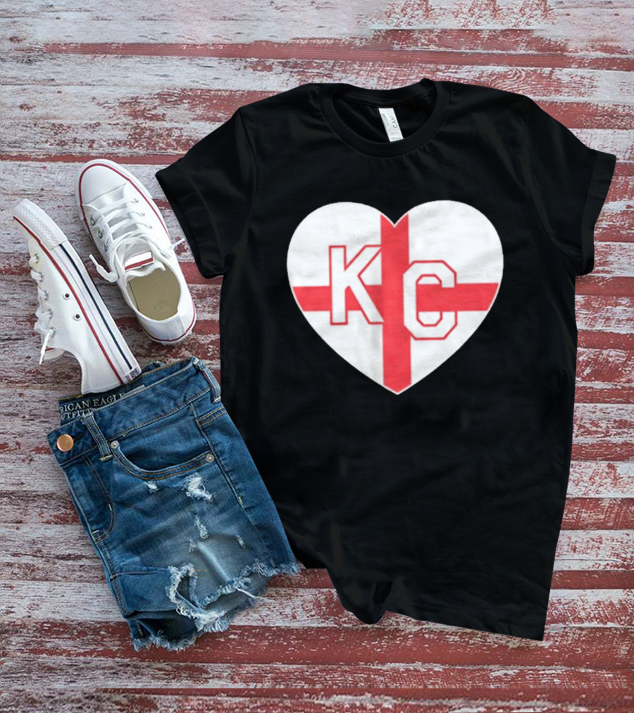 England Kansas City KC Heart Cross T-Shirt