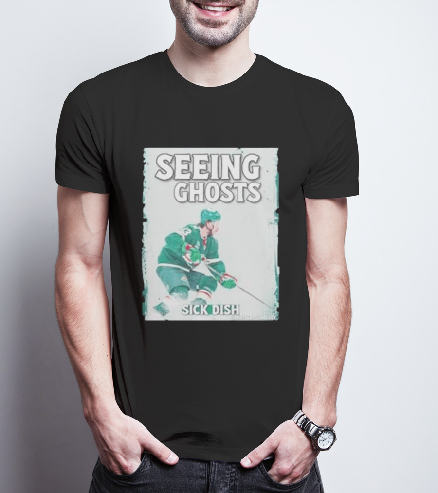 Seeing Ghosts Quinn Hughes Sick Dish Hockey T-Shirt