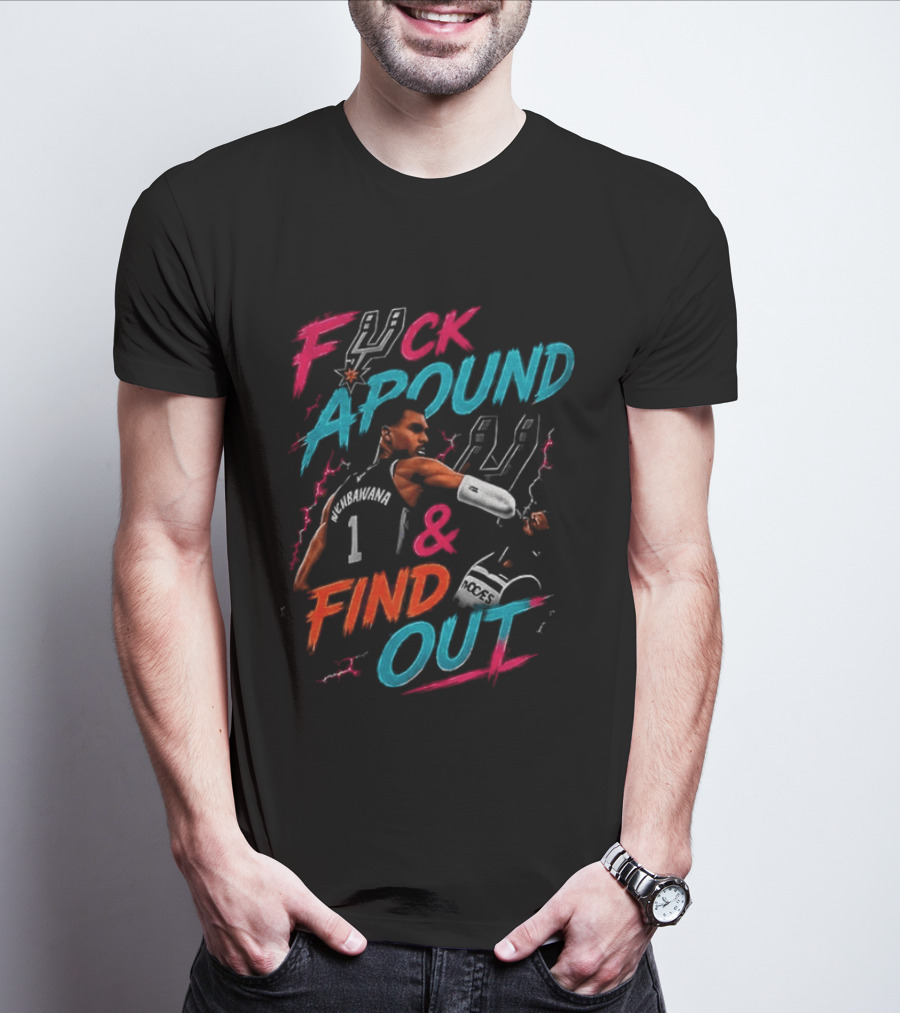 Fuck Around And Find Out Victor Wembanyama Elbowing Naz Reid San Antonio Spurs Basketball T-Shirt