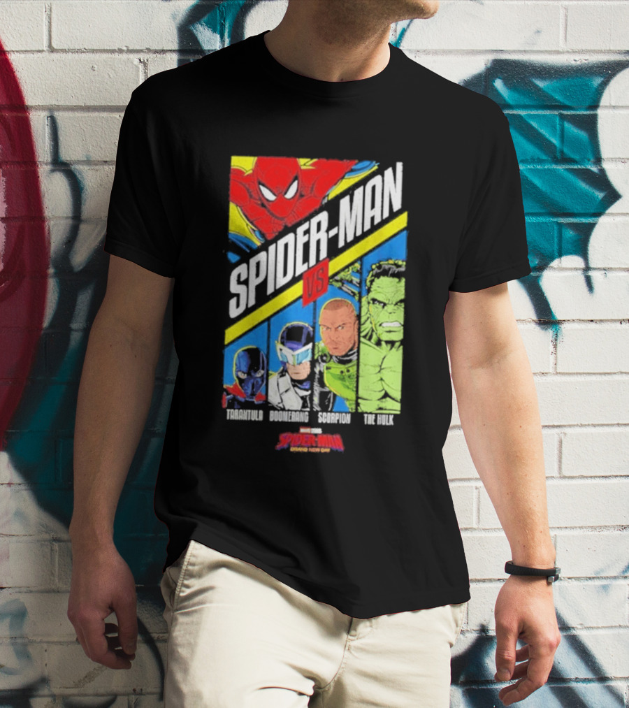 Spider Man VS Tarantula Boomerang Scorpion The Hulk Marvel Superheroes Showdown T-Shirt