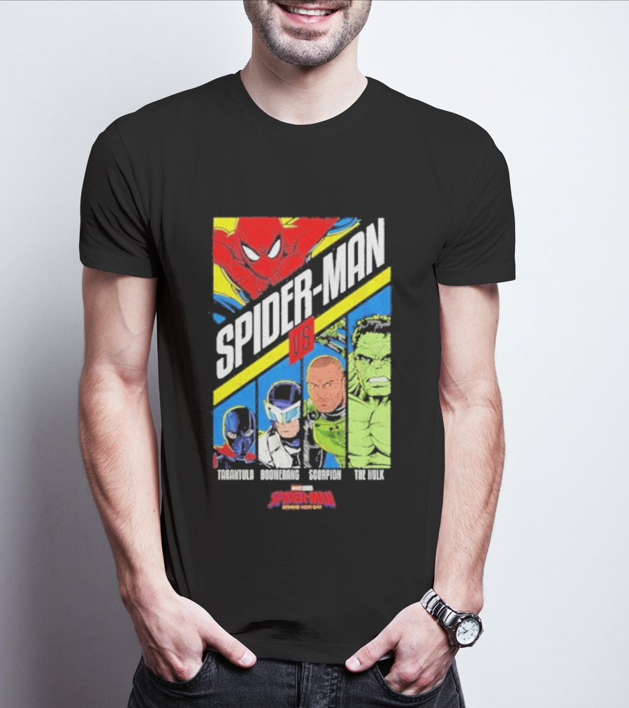 Spider Man VS Tarantula Boomerang Scorpion The Hulk Marvel Superheroes Showdown T-Shirt