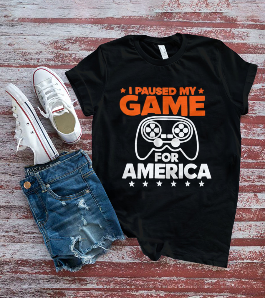 I Paused My Game For America Video Game Controller Stars T-Shirt