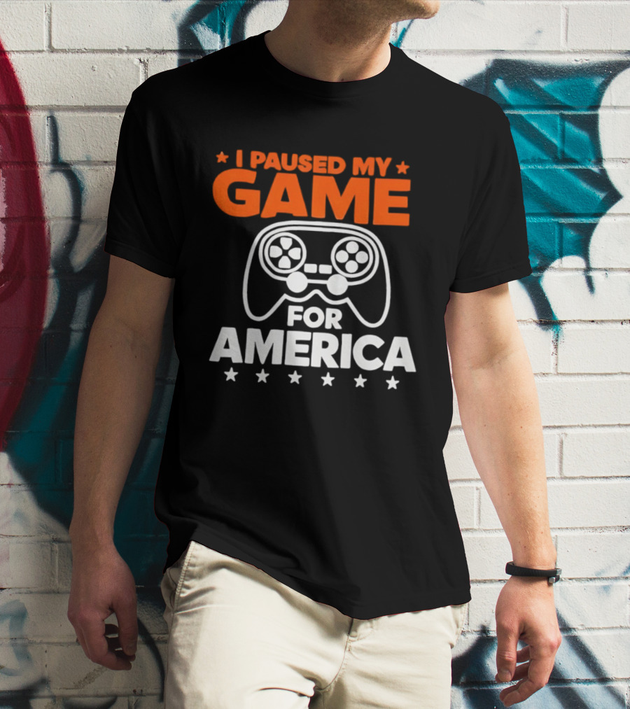 I Paused My Game For America Video Game Controller Stars T-Shirt