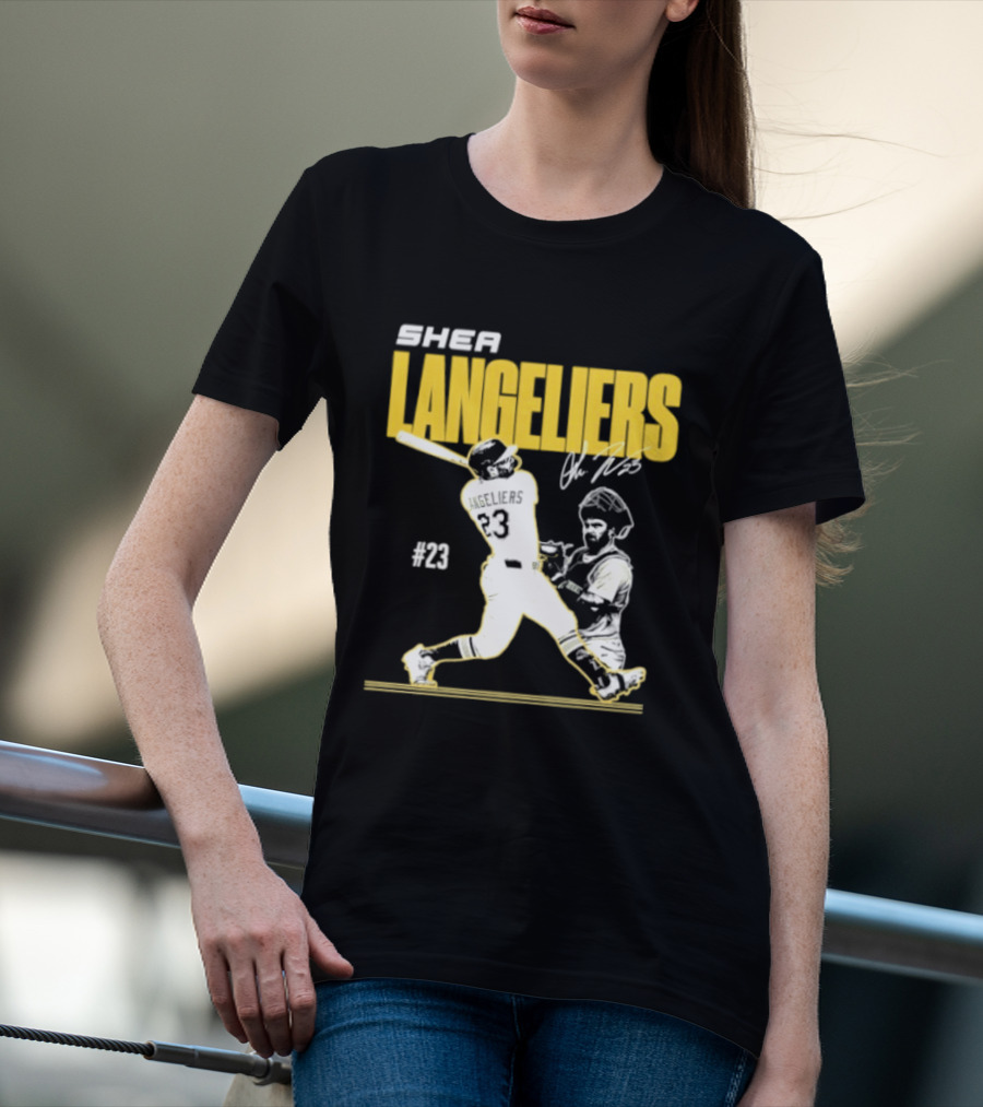 Shea Langeliers 23 Athletics Baseball Slugger Swing Signature T-Shirt