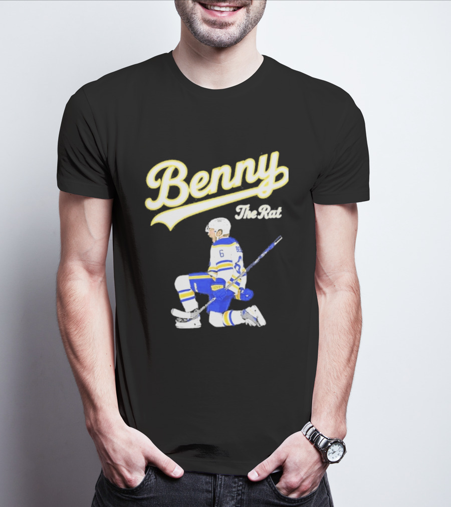 Benny The Rat Buffalo Sabres Number 6 Hockey Player Kneeling T-Shirt
