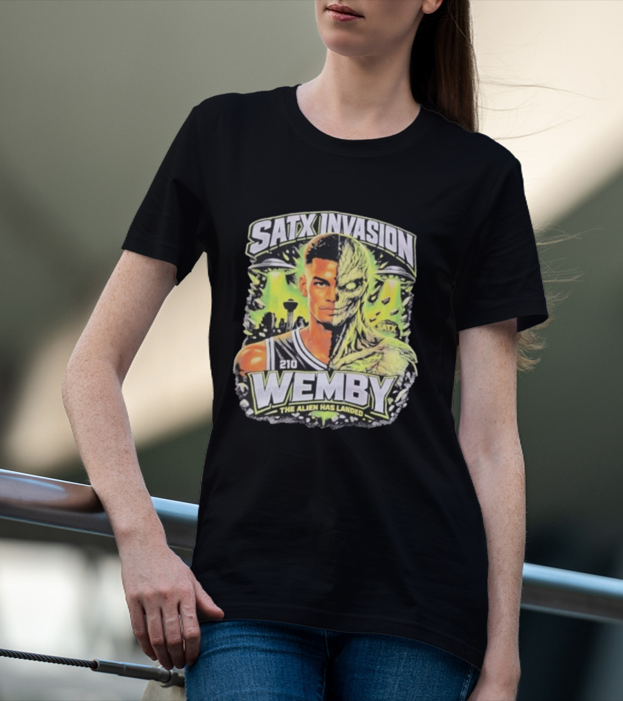 SATX Invasion Wemby The Alien Has Landed Victor Wembanyama 210 T-Shirt