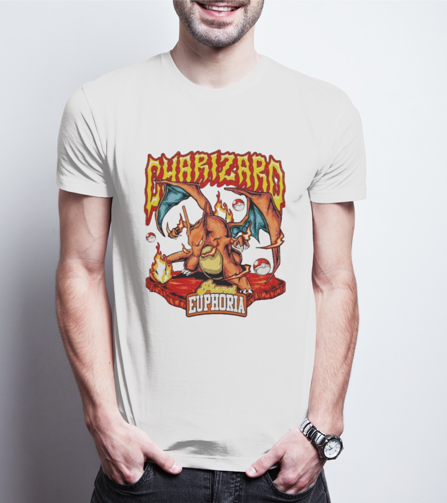 Charizard Flame Dragon Planet Euphoria Iconic Pokémon Battle T-Shirt