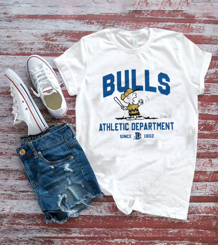Bulls Athletic Department Peanuts Charlie Batting Since 1802 T-Shirt