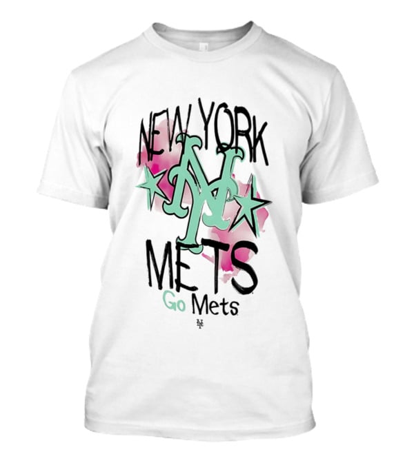 New York Mets Go Mets Watercolor Stars MLB Fan Gear T-Shirt