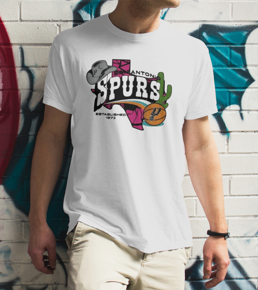 San Antonio Spurs Texas Cowboy Hat Cactus Basketball Established 1973 T-Shirt