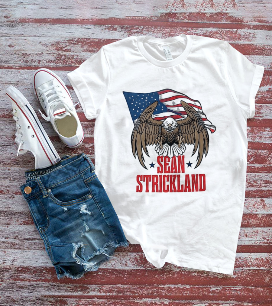 Sean Strickland Eagle With American Flag T-Shirt