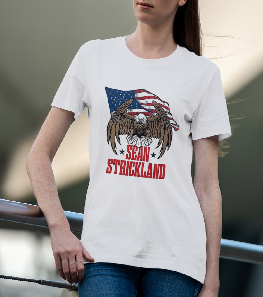Sean Strickland Eagle With American Flag T-Shirt