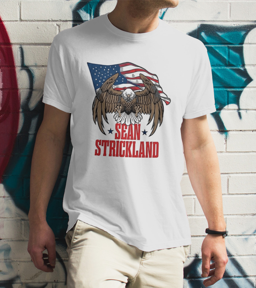 Sean Strickland Eagle With American Flag T-Shirt