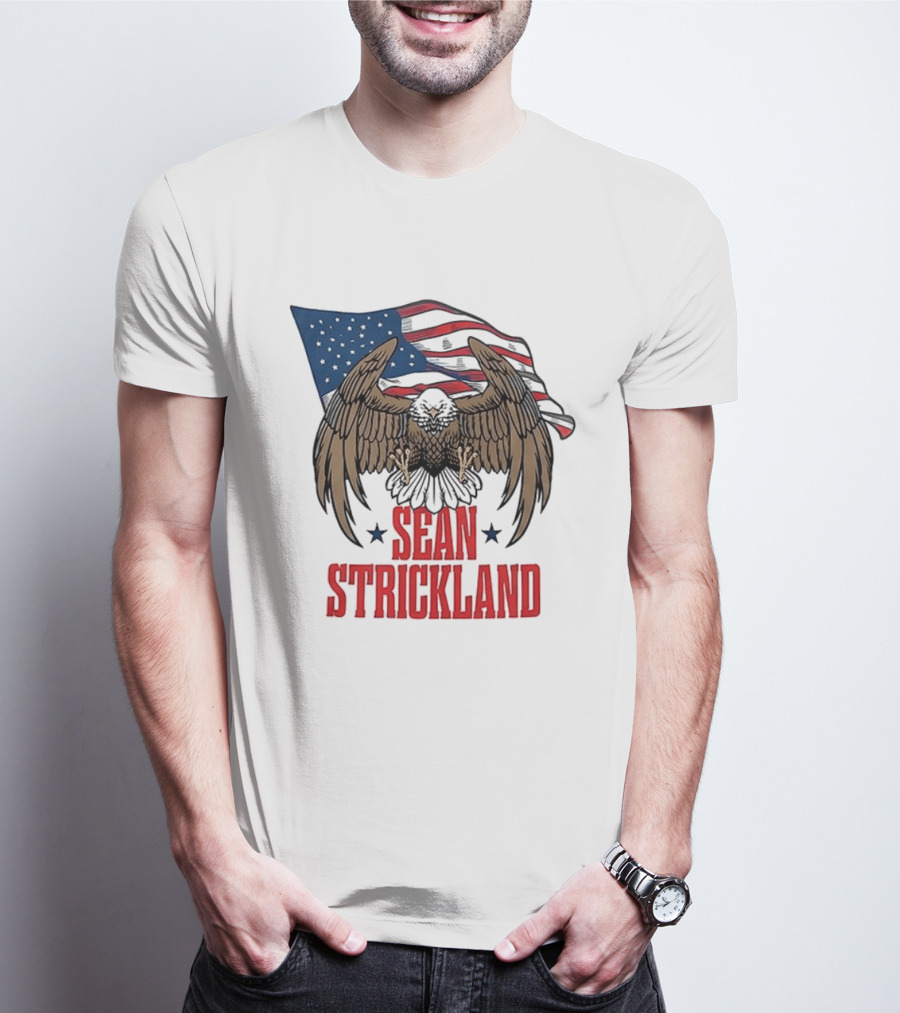 Sean Strickland Eagle With American Flag T-Shirt
