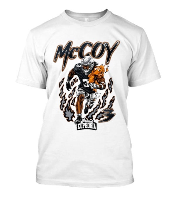McCoy Euphoria Gridiron Burner Football Player Flames T-Shirt