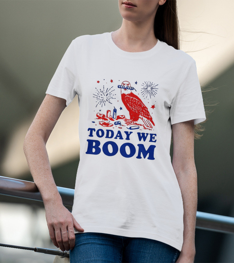 Today We Boom Bald Eagle Fireworks Celebration T-Shirt
