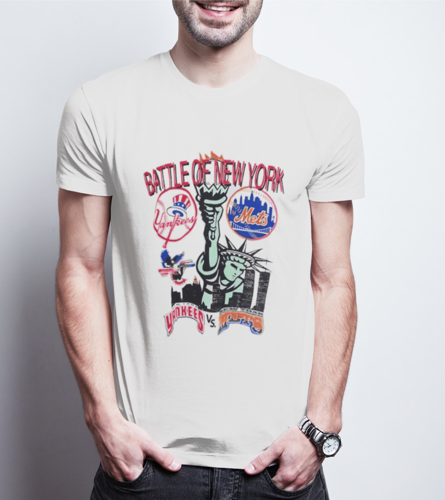 Yankees Mets Battle Of New York Statue Of Liberty T-Shirt
