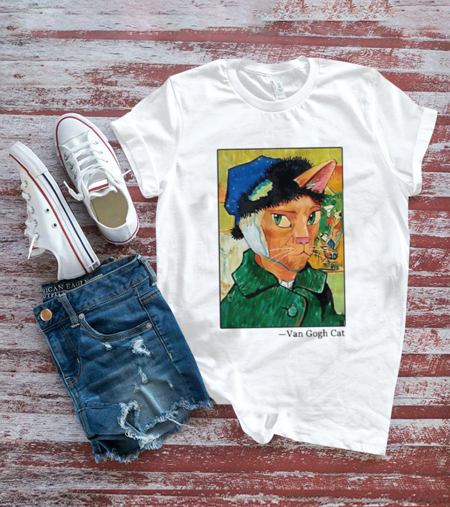 Cat In Van Gogh Style With Bandaged Ear Iconic Painting T-Shirt